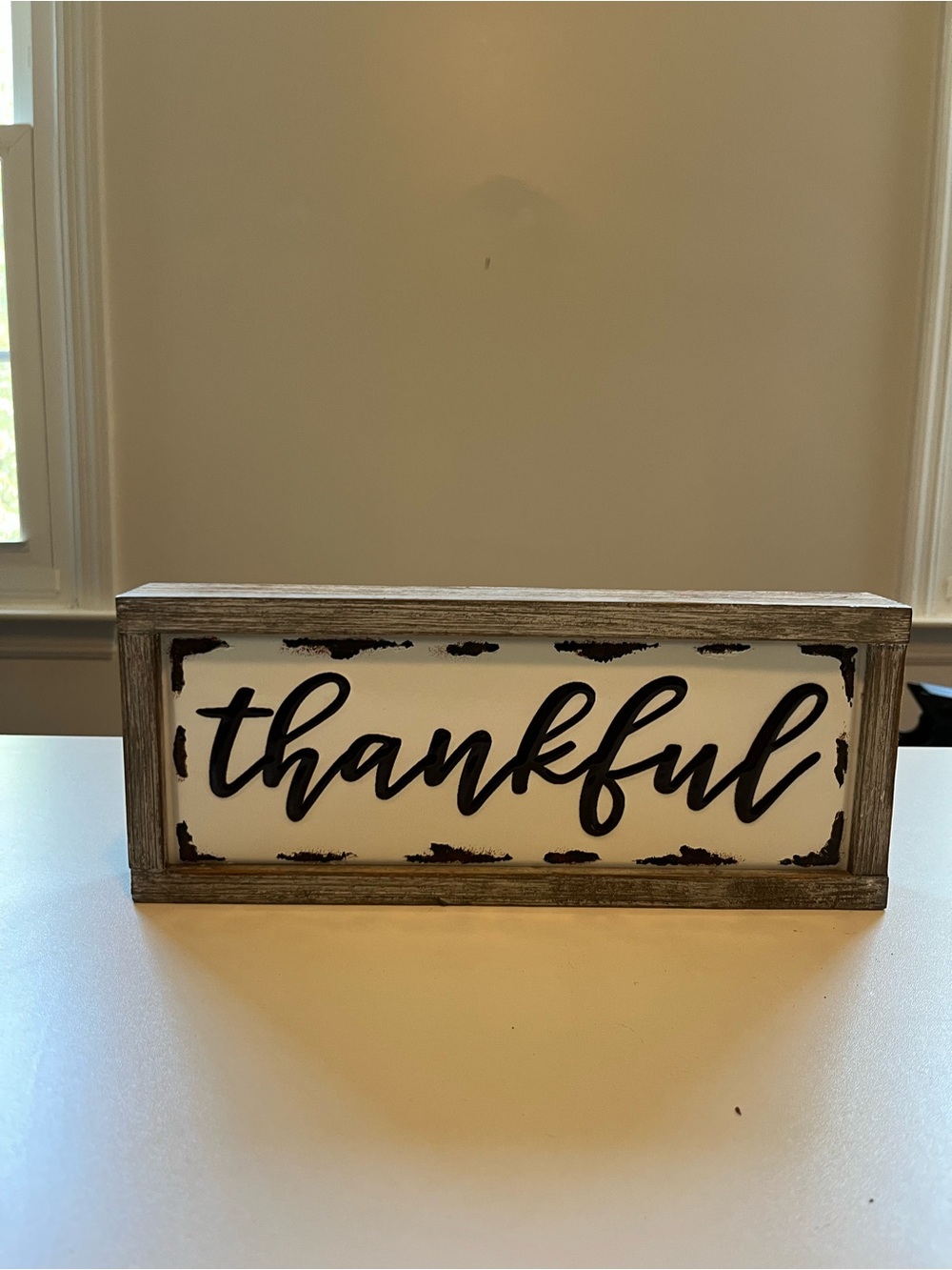 Thankful Wooden Wall Sign - Black on White